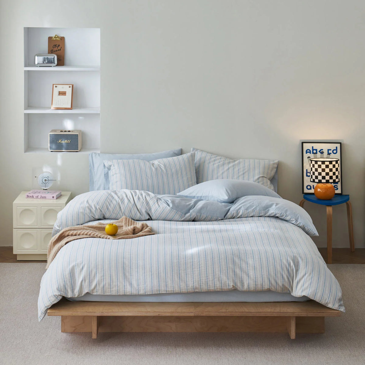 Vespera Washed Cotton Striped Set