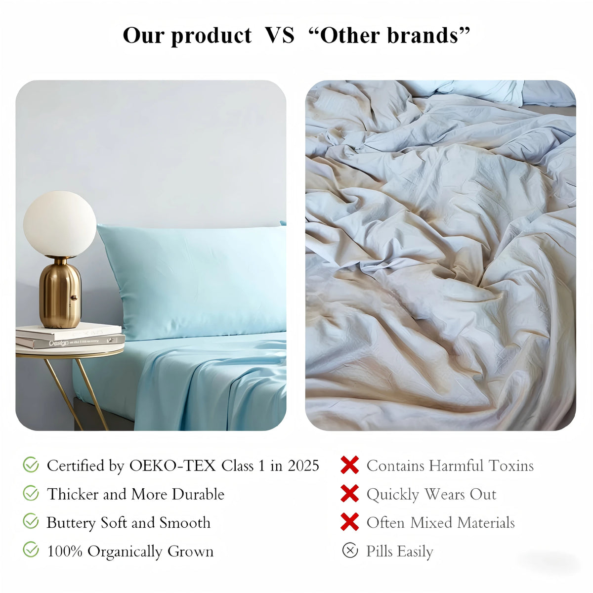 Vespera Hotel 4-Piece Organic Bamboo Bed Sheets 300TC
