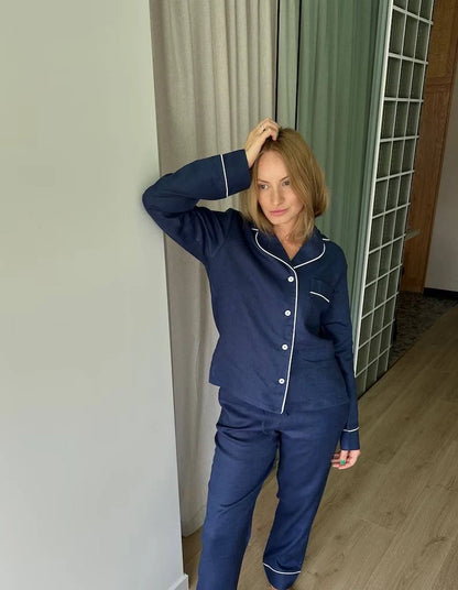 Vespera Sleepwear Linen Pajamas