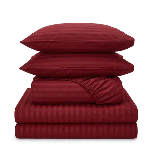 Vespera Striped Soft Satin Fitted Sheet Microfiber