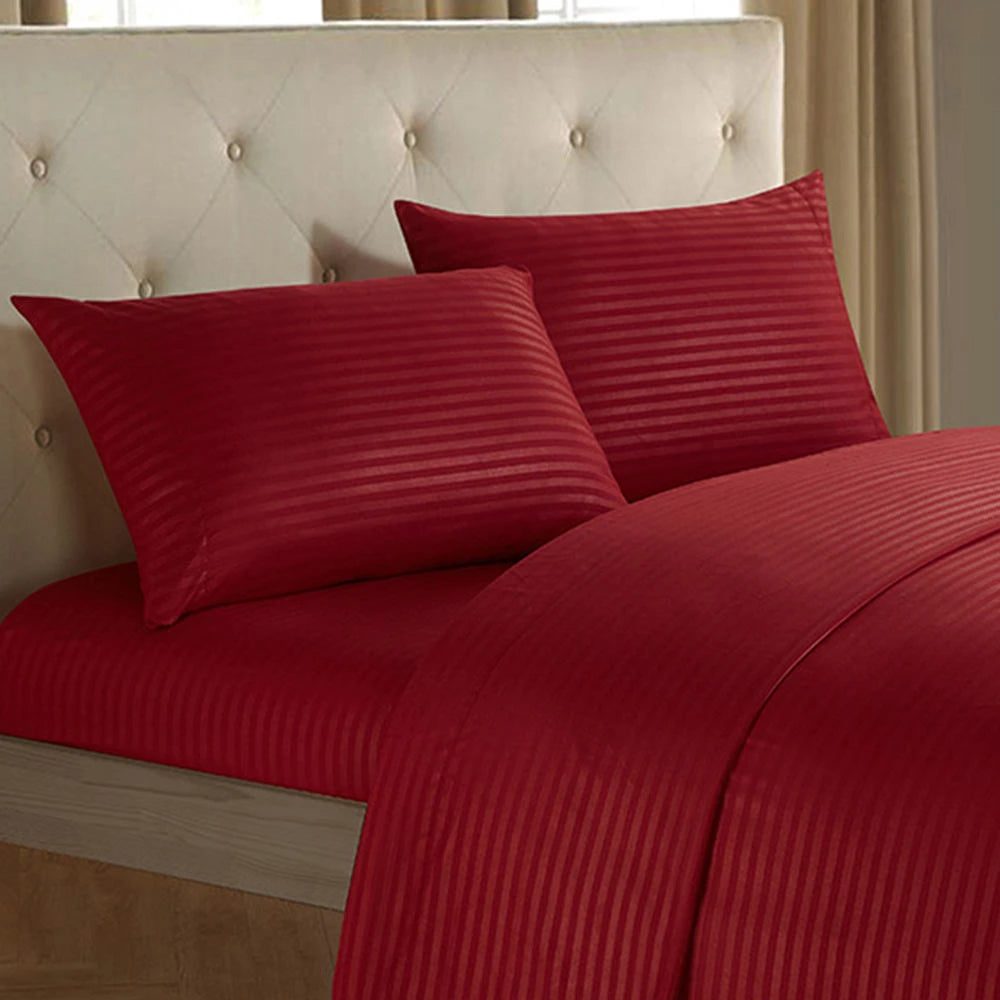 Vespera Striped Soft Satin Fitted Sheet Microfiber