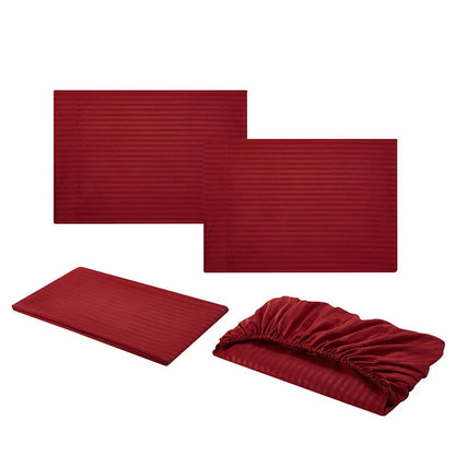 Vespera Striped Soft Satin Fitted Sheet Microfiber