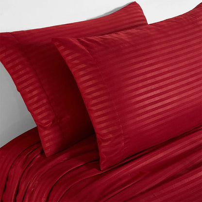 Vespera Striped Soft Satin Fitted Sheet Microfiber