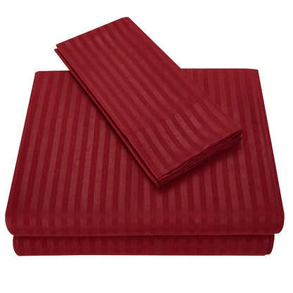 Vespera Striped Soft Satin Fitted Sheet Microfiber
